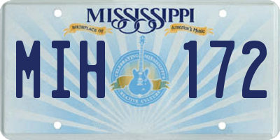 MS license plate MIH172