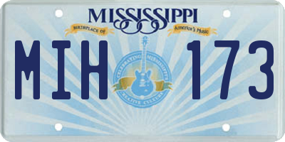 MS license plate MIH173