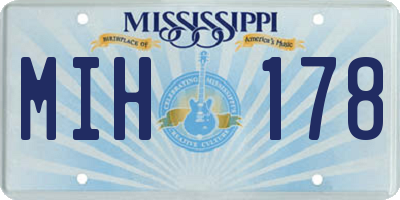 MS license plate MIH178