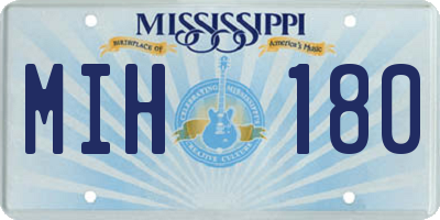 MS license plate MIH180
