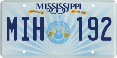 MS license plate MIH192