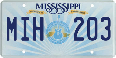 MS license plate MIH203