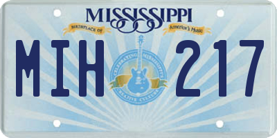 MS license plate MIH217