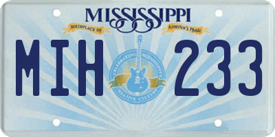 MS license plate MIH233