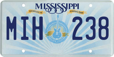 MS license plate MIH238