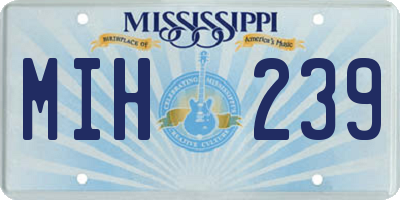 MS license plate MIH239
