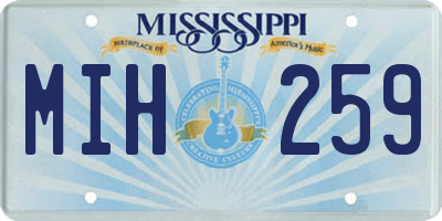 MS license plate MIH259
