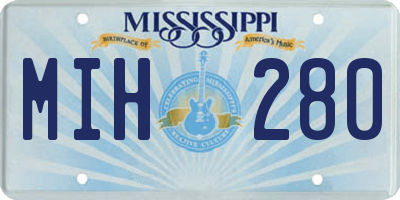 MS license plate MIH280