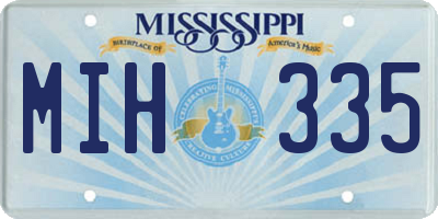 MS license plate MIH335