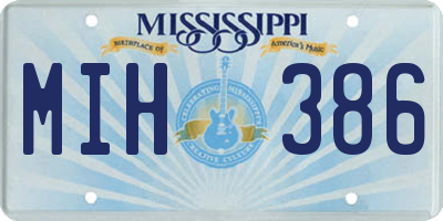 MS license plate MIH386