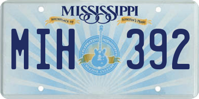 MS license plate MIH392
