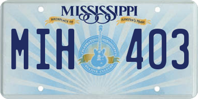 MS license plate MIH403