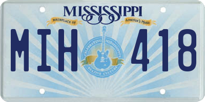 MS license plate MIH418