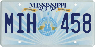 MS license plate MIH458