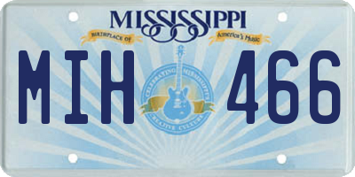 MS license plate MIH466