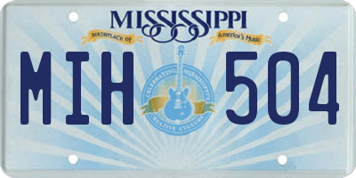 MS license plate MIH504