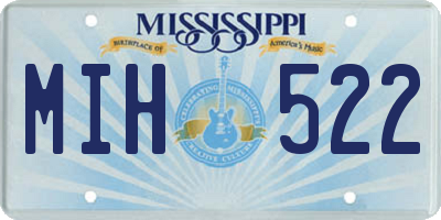 MS license plate MIH522