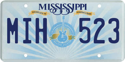 MS license plate MIH523