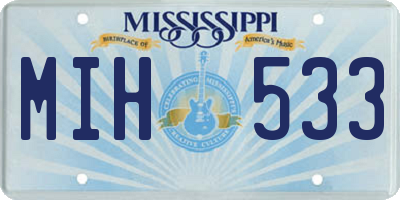 MS license plate MIH533
