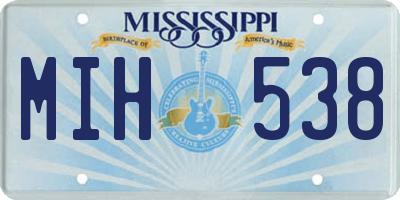 MS license plate MIH538
