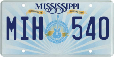 MS license plate MIH540