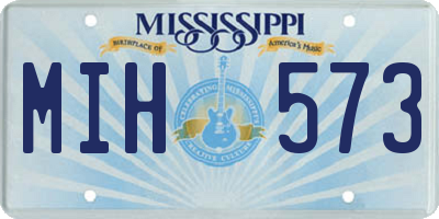 MS license plate MIH573