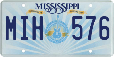 MS license plate MIH576