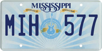 MS license plate MIH577