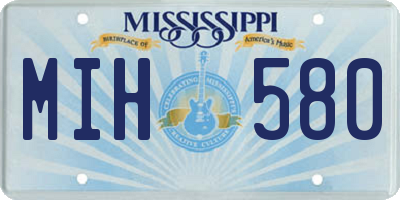 MS license plate MIH580