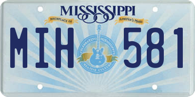 MS license plate MIH581