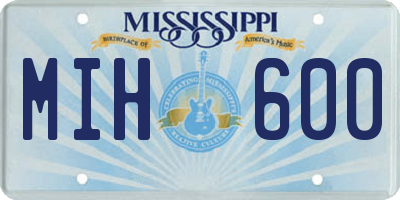 MS license plate MIH600