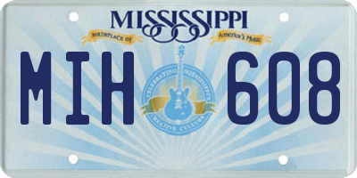 MS license plate MIH608