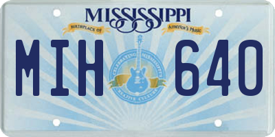 MS license plate MIH640