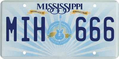 MS license plate MIH666