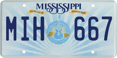 MS license plate MIH667