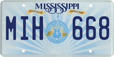 MS license plate MIH668
