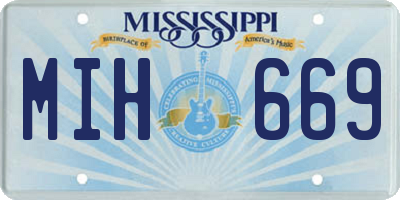 MS license plate MIH669