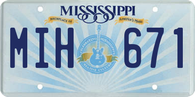 MS license plate MIH671