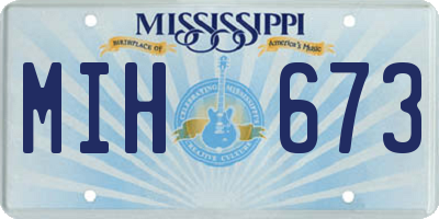 MS license plate MIH673