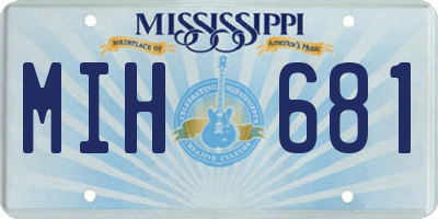 MS license plate MIH681