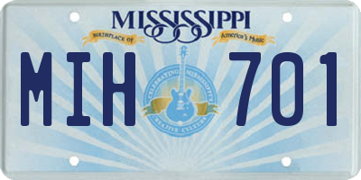 MS license plate MIH701
