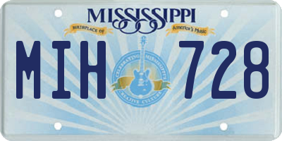 MS license plate MIH728