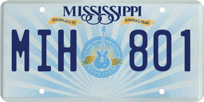 MS license plate MIH801