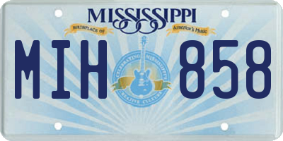 MS license plate MIH858