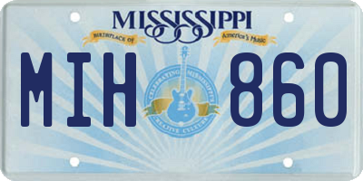 MS license plate MIH860