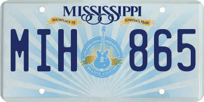MS license plate MIH865