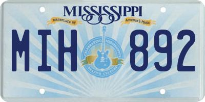 MS license plate MIH892