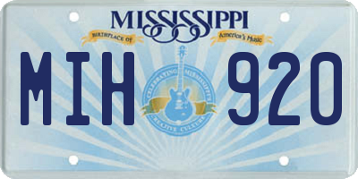 MS license plate MIH920