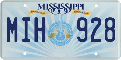 MS license plate MIH928