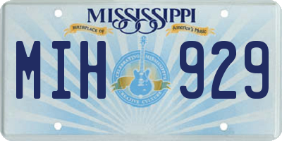 MS license plate MIH929